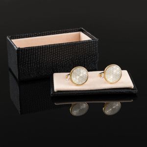 Round Silver Wedding Party Cufflinks Engraved With Initials