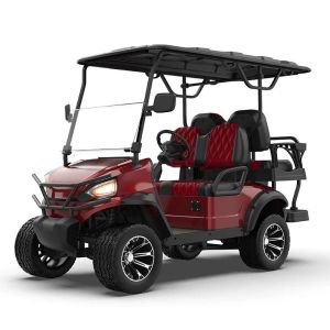 Electric Golf Cart Featuring Spacious 2+2 Seating Bold Black And Red Color