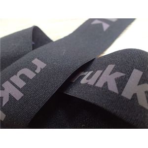 Heat Transfer Logo On Polyester Elastic Webbing / Clothing Elastic Band