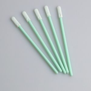 Cheap 70mm Double Knitted Flat Mini Head Polyester Swab Applicator With PP Stick for sale