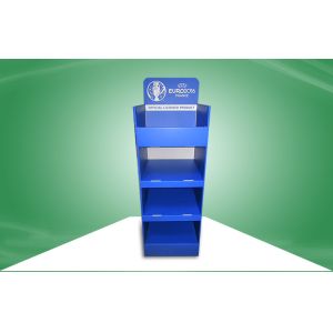 Four Shelves POS Cardboard Displays Blue Assembly Floor Display Stands