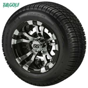 Cheap (4)Golf Cart 205/50-10 Tire on 10x7 Black/Machined Vampire Wheel Free Freight for sale