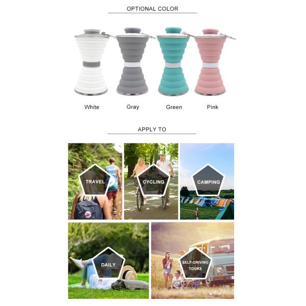 500Ml Silicone Expandable And Foldable Drinking Water Bottle