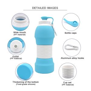 20.4 Floz Filter Collapsible Silicone Water Bottles
