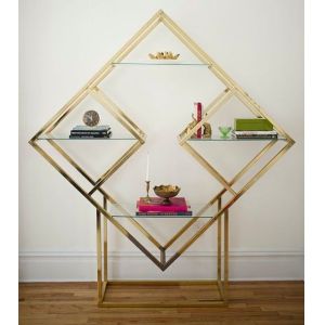 China Golden Coating Department Store Fixtures , Metal Store Display Racks With Glass on sale