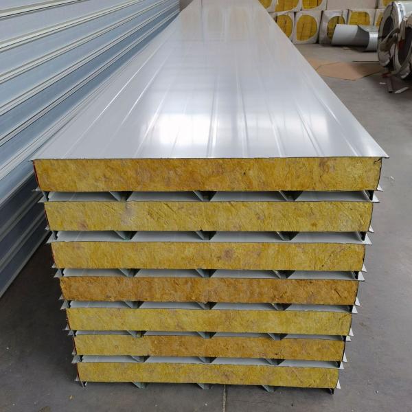 Quality 48kg/M3 Roof Panels Heat Insulation Materials Color Steel Rock Wool Sandwich Panel wholesale