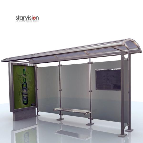 Quality Municipal Arcade Roofing Passenger Waiting Shelters With Advertising Lightbox wholesale