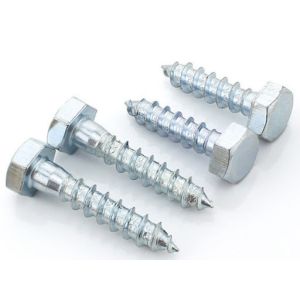 ISO9001 Certified Hexagon Head Wood Screw DIN571 with Full Thread and Zinc