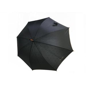 Unisex Black Umbrella Wooden Handle Double Layer Simple Light For Rainy Days