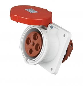 Cheap Red 63a 3 Phase Socket , 400 Volts 4 Pins Industrial Power Socket Outlet for sale