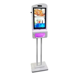 JCVISION Facial Recognition Temperature Scanner Hand Sanitizer Advertising Kiosk
