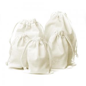 China Candy Gift Drawstring Net Bags , Cotton Muslin Drawstring Bags Plain White Color on sale