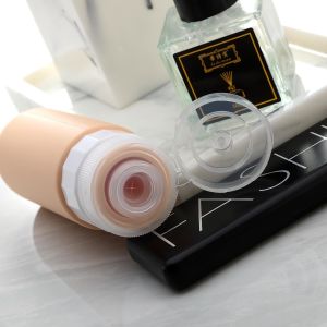 Cylinder Refillable Silicone Travel Bottle Set Apricot Color 3Oz