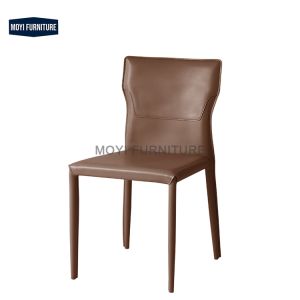 Cheap CUSTOM Hotel Dining Chair Featuring Leather Upholstery Black Powder-Coated Legs Modern Design Ideal for Dining Room for sale
