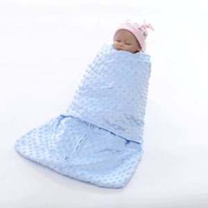 Polyester Minky Fleece Swaddle Blanket Newborn Baby Sleep Sack Swaddle Wrap