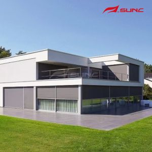 China Integrated Windproof Roller Blinds Facade Sunshade Motorized Roller Shades on sale