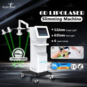 China Laser Lipolysis Lipolaser Slimming Machine 6D 532nm 635nm 600W on sale