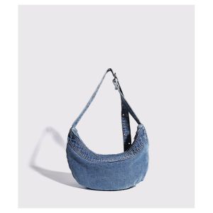 2024 CROSS-BORDER NEW UNDERARM BAG NICHE DESIGN RETRO WASH DENIM BAG SENIOR