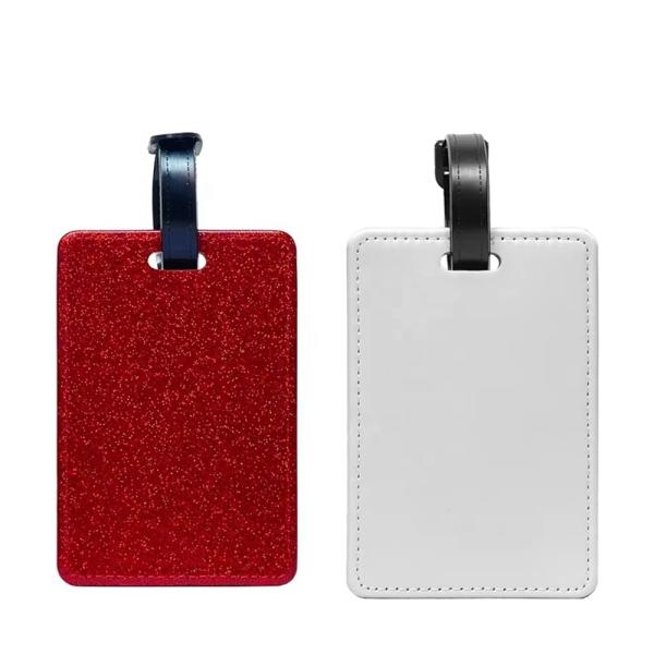 Sublimation Luggage Tag Blanks DIY Print PU Leather Glitter Back Blank Sublimation Luggage Tags