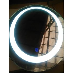 Fancy Decorative Round Backlit Bathroom Vanity Mirror Pvc Frame Backside