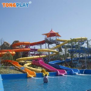 Double Curve Water Slide Plastic Fiberglass Action Park Water Slide