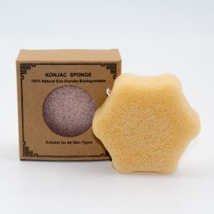 7g Hexagon Facial Konjac Cleansing Sponge With Bamboo Charcoal