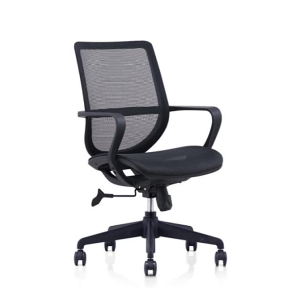 Grey Fabric Swivel Office Chair Shaped Foam Cushion Ergonomic With Wheels