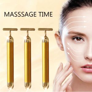 DC 1.5V 4 In 1 T Type Vibration 24K Gold Face Massager