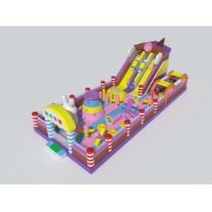 Cheap Candy Theme Inflatable Castle With Big Slides Obstacles Castle for sale