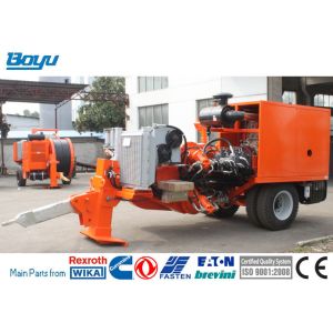 Tension Stringing Of 4 Bundle Conductor Hydraulic Cable Puller Cummins Engine