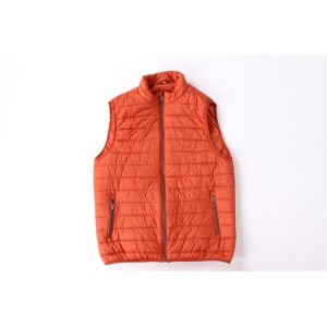 China Windproof lightweight orange Mens Black Puffer Gilet 100% Polyester on sale