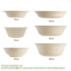 12oz 24oz 32 Oz Sugarcane Bagasse Biodegradable Disposable Compostable Round