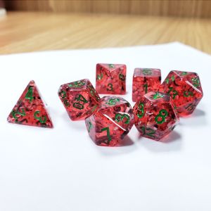 Red pomegranate Sequins Resin Boarding Dice Set dnd dice