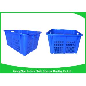 Health Blue Plastic Food Crates Big Capacity Easy Stacking Long Service Life