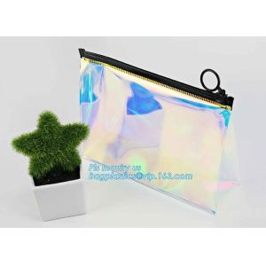 China Standup cosmetics packaging PVC Slider bag, cosmetic slider eva zipper bag, Seal Heated PVC slider Cosmetic Bag on sale