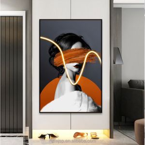 Modern Style 3D LED Portrait Poster Printed On Canvas Wall Art For Entrance