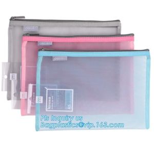 Office A4 /A5 size pvc plastic mesh zipper file bag, B6 A5 B5 A4 transparent