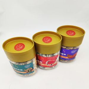 Airtight 400ml Clear Plastic Cylinder Stackable Custom Color PET Jar For Cashew