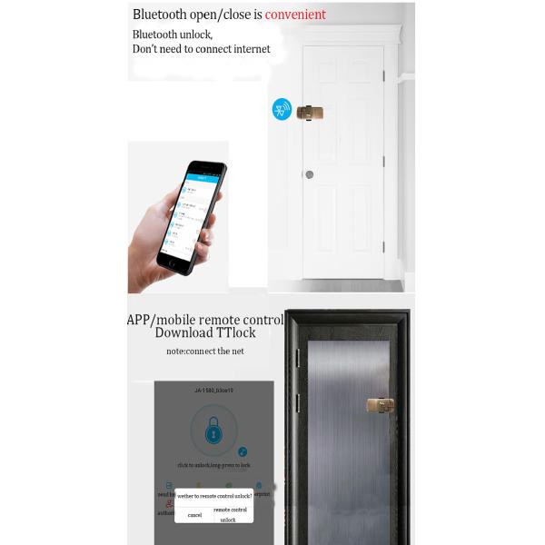 Brushed Metal Rim Door Locks TTLock Bluetooth Remote Control