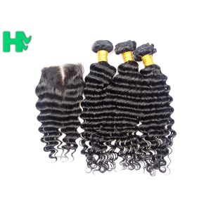China Natural Black Deep Wave 4x4 Frontal Lace Closure Length Combination No Shedding on sale