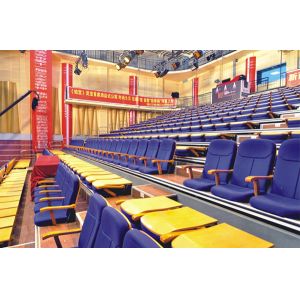 China Plywood Backrest Electrical Telescopic Bleacher Seating With Arm on sale