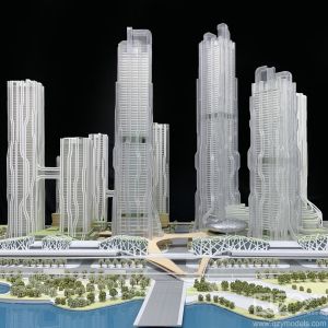 1/500 Scale Miniature Building Model with Refined Handmade and CNC Cutting for