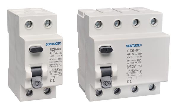 Quality STEZ9-63L series Electronic ,magnetic type residual current device ;A or AC model automotive circuit breaker up 63A 30mA wholesale