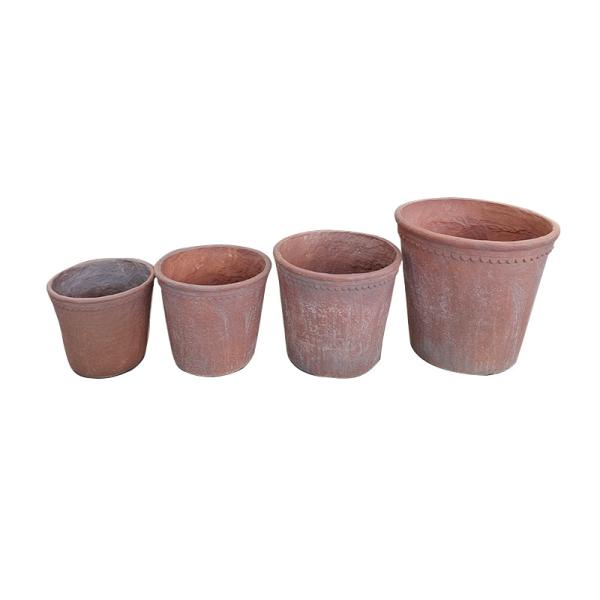 Quality Durable Fiber Clay Planter With Hand Carved Finish Round Texture Surface wholesale
