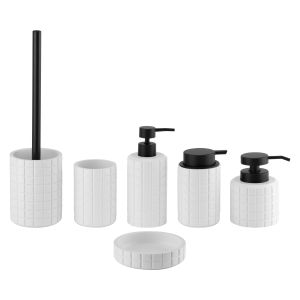 Polyresin Bath Accessories Sets Square Shape With Square Box Polyresin Soap