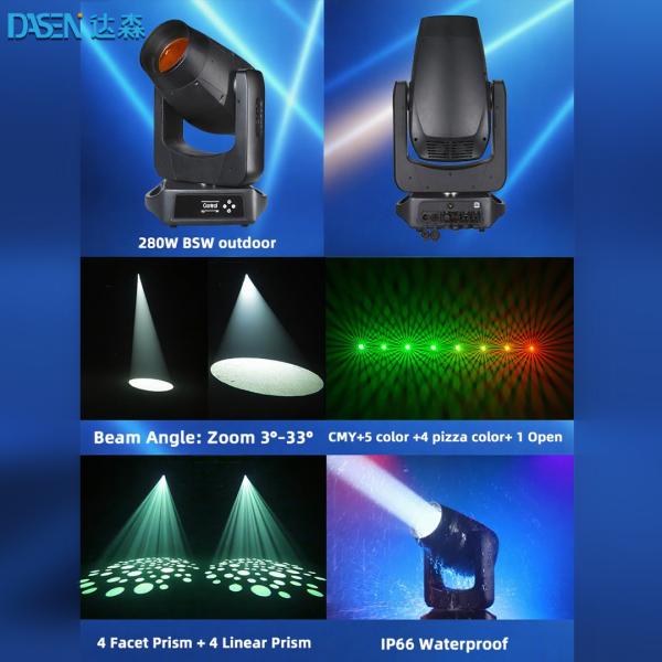 2025 BSW 280W LED Moving Head Stage Light DMX512 Beam Spot Wash 3in1 for DJ