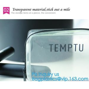 Promotion reusable clear printed transparent zipping storage cosmetic toiletry