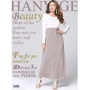 solid color joint lantern skirt new style chiffon long sleeve long dress with V