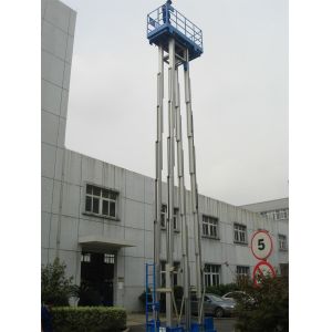 12 Meter Blue Mobile Elevated Working Platforms , Four Mast Electric Ladder Lift
