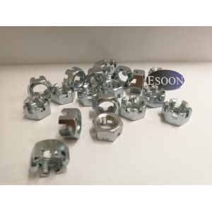 M12*1.25 Hex Thin Slotted & Castle Nuts(DIN937),Zinc Plated Steel Surface,10mm